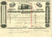 Indianapolis, Cincinnati and Lafayette Rail Road Co. - Stock Certificate