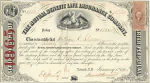 Mutual Benefit Life Insurance Co. dated 1860's - Insurance