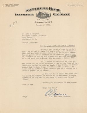 Southern Home Insurance Co. Letter -  Insurance