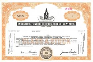 Investors Funding Corporation of New York - Investment Stock Certificate