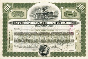 Philip Du Pont issued to and signed International Mercantile Marine - Co. that Made the Titanic - Stock Certificate