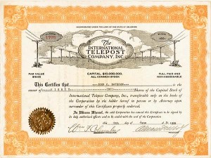 International Telepost Co., Inc - Stock Certificate