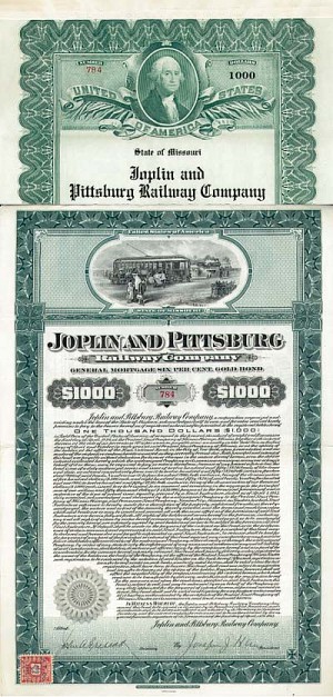 Joplin and Pittsburg Railway - Bond (Uncanceled)