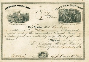 Kensington National Bank of Philadelphia - Stock Certificate