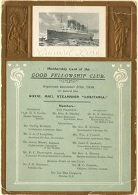 Lusitania Cunard Line Card