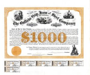 Buffalo Gap, Iron and Steel Co. - $1,000 1873 dated Bond