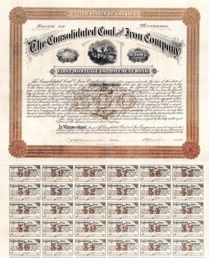 Consolidated Coal and Iron Co. - $500 1888 dated Bond