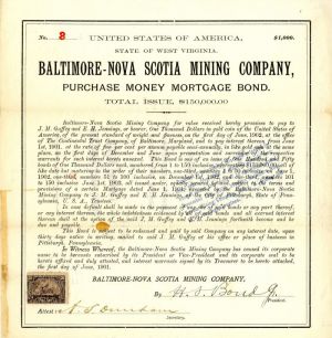 Baltimore-Nova Scotia Mining Co. - $1,000 Bond