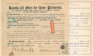 $1,647,000 Lake Shore and Michigan Southern Railway Co. signed by 2 Vanderbilts! -  1906 dated Stock Transfer and Receipt