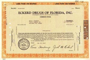 Eckerd Drugs of Florida, Inc. - Stock Certificate