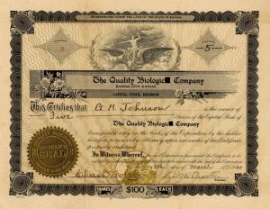 Quality Biologic Co. - Stock Certificate