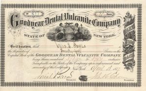 Goodyear Dental Vulcanite Co. - 1877 dated Stock Certificate - Rare Topic and Title