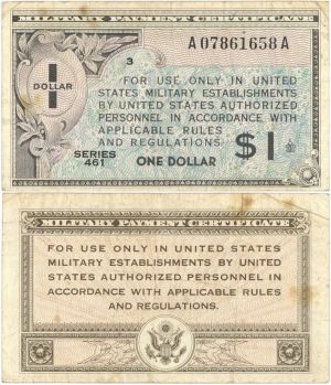 1 Dollar Military Payment Certificate - Series 461 - MPC Currency