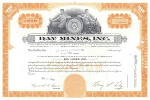 Day Mines, Inc - Idaho Mining Stock Certificate