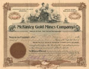 McKinley Gold Mines Co. - Stock Certificate (Uncanceled)