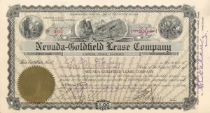 Nevada-Goldfield Lease Co.   - 1908 Stock Certificate