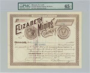 Elizabeth Mining Co. - Stock Certificate