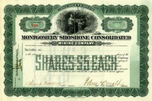 Montgomery Shoshone Consolidated Mining Co. - Stock Certificate