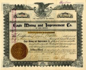 Eagle Mining and Improvement Co. of New Mexico - Stock Certificate