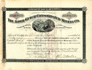 Alder Gulch Consolidated Mining Co. - Stock Certificate