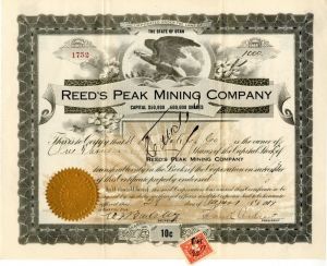 Reed's Peak Mining Co. - Stock Certificate