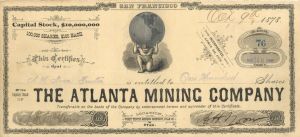 Atlanta Mining Co. - Stock Certificate
