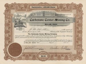 Carbonate Center Mining Co. - Stock Certificate