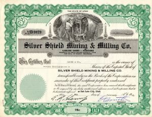 Silver Shield Mining and Milling Co. - Stock Certificate