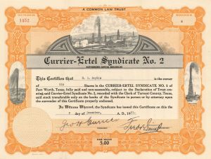 Currier-Ertel Syndicate No. 1, 2 or 3 - Stock Certificate