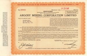 Argosy Mining Corporation Limited - Stock Certificate (Uncanceled)