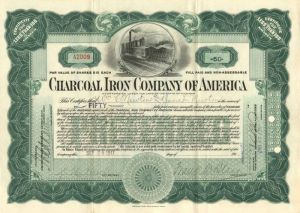 Charcoal Iron Co. of America - Stock Certificate
