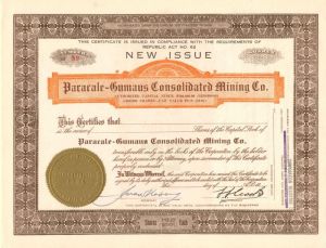 Paracale-Gumaus Consolidated Mining Co. - Stock Certificate