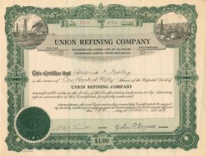 Union Refining Co. - Stock Certificate
