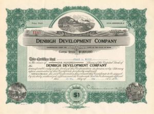 Denbigh Development Co. - Stock Certificate