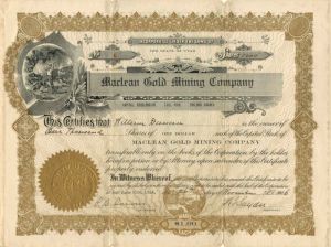 Maclean Gold Mining Co. - Stock Certificate