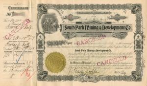 South Park Mining and Development Co. - Stock Certificate