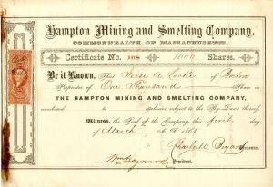 Hampton Mining and Smelting Co. - Stock Certificate