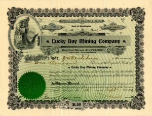 Lucky Day Mining Co. - Stock Certificate