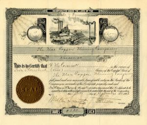 Mac Copper Mining Co. - Wyoming Mining Stock Certificate