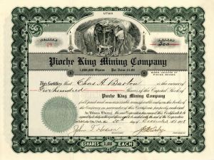 Pioche King Mining Co. - Stock Certificate