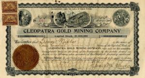 Cleopatra Gold Mining Co. - Stock Certificate