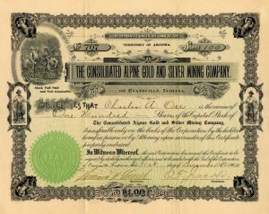 Consolidated Alpine Gold and Silver Mining Co. - Stock Certificate