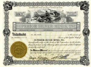 Superior Silver Mines, Inc. - Stock Certificate