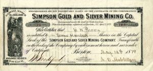 Simpson Gold and Silver Mining Co. - Stock Certificate