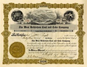 West Bethlehem Coal and Coke Co. - Stock Certificate