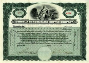 Cornelia Consolidated Copper Co. - Stock Certificate