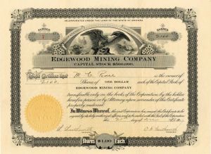 Edgewood Mining Co. - Stock Certificate