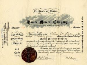 Homer Mineral Co. - Stock Certificate