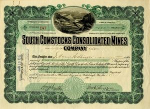 South Comstocks Consolidated Mines Co. - Stock Certificate
