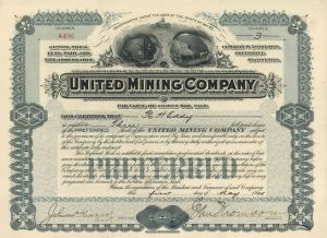 United Mining Co. - 1905-1907 Stock Certificate